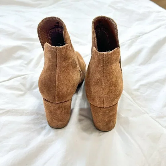 Michael by Michael Shannon Tan Suede Leather Block Heel Booties Women’s Size 9 - Picture 5 of 9